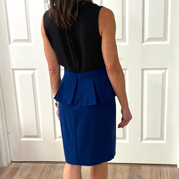 BCBG Paris Peplum Sheath Dress - Blue & Black Size 4 - Picture 2 of 10